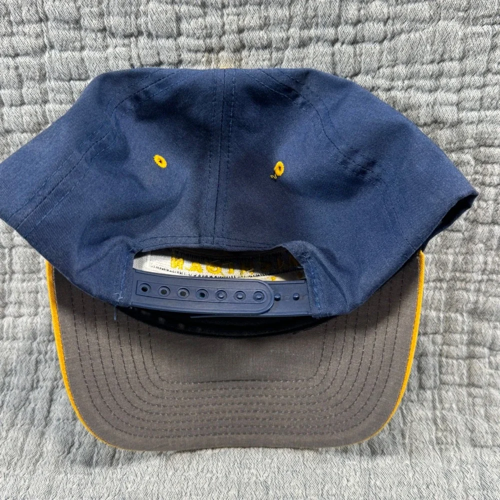 Vintage Michigan Wolverines Spellout SnapBack Hat Go Blue Yellow Twins Ent. Read